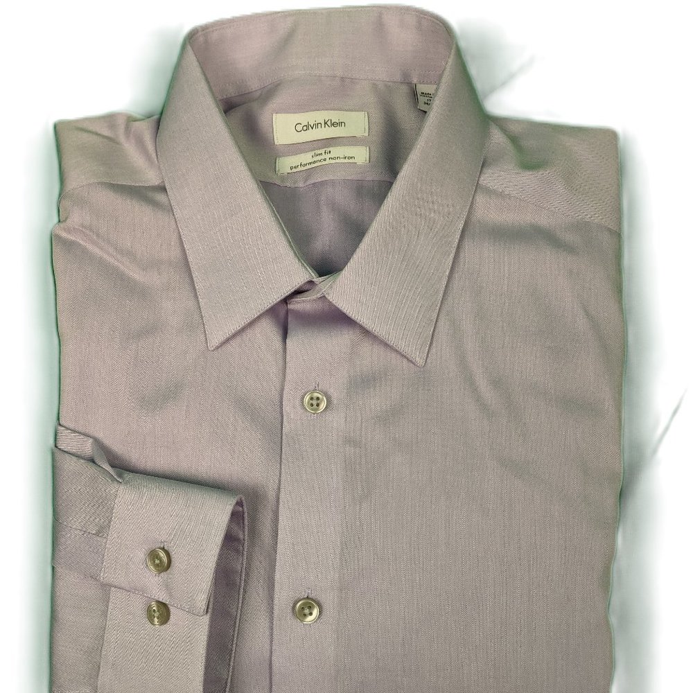 Calvin Klein Slim Fit Lavender Mens' Button down dress shirt